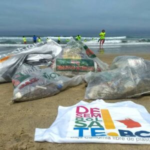 Trash accumulated from a beach cleanup at Tijuana River NERR. Photo credit: Ana Eguiarte