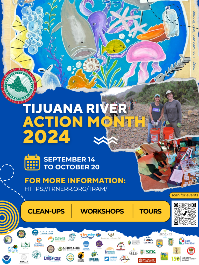 Tijuana River Action Month poster. Runs September 14th through October 20th.